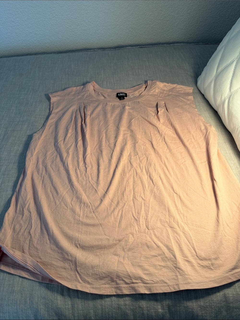 INC International Concepts Blush Pink Pleated Sleeveless Tank